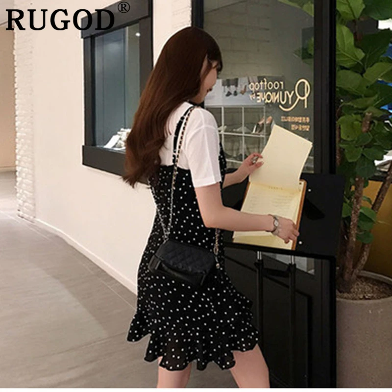 RUGOD женское платье на бретельках многослойное футболка в стиле пэчворк свободное