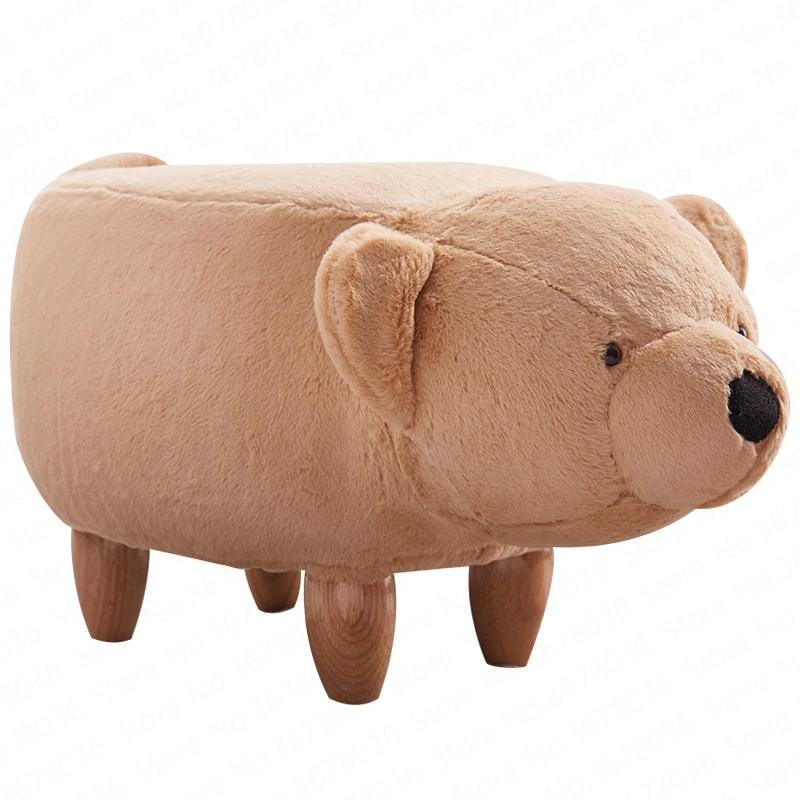 Твердой древесины ног с креативным изображением собаки Медведь обувь стул