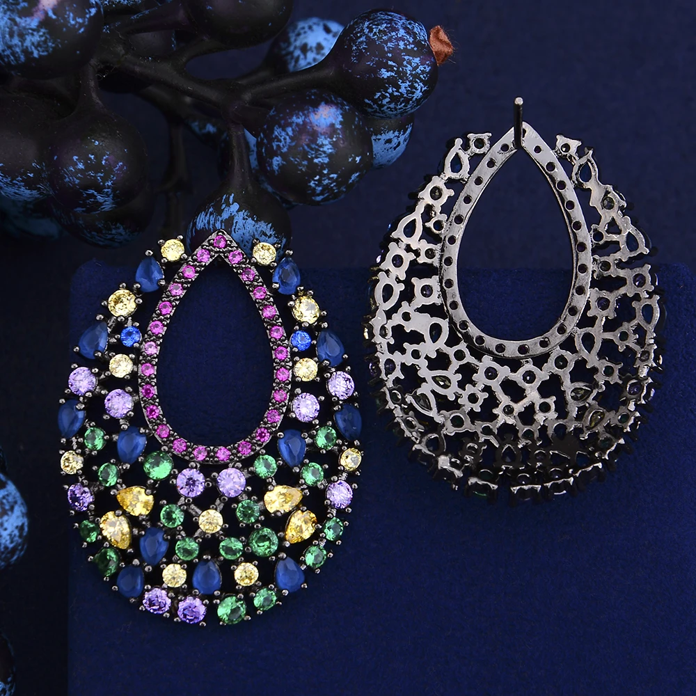 

Women Fashion Statement Wedding Dangle Earrings Full Cubic Zirconia Inlaid Big Earrings Jewelry boucle d'oreille femme 2018