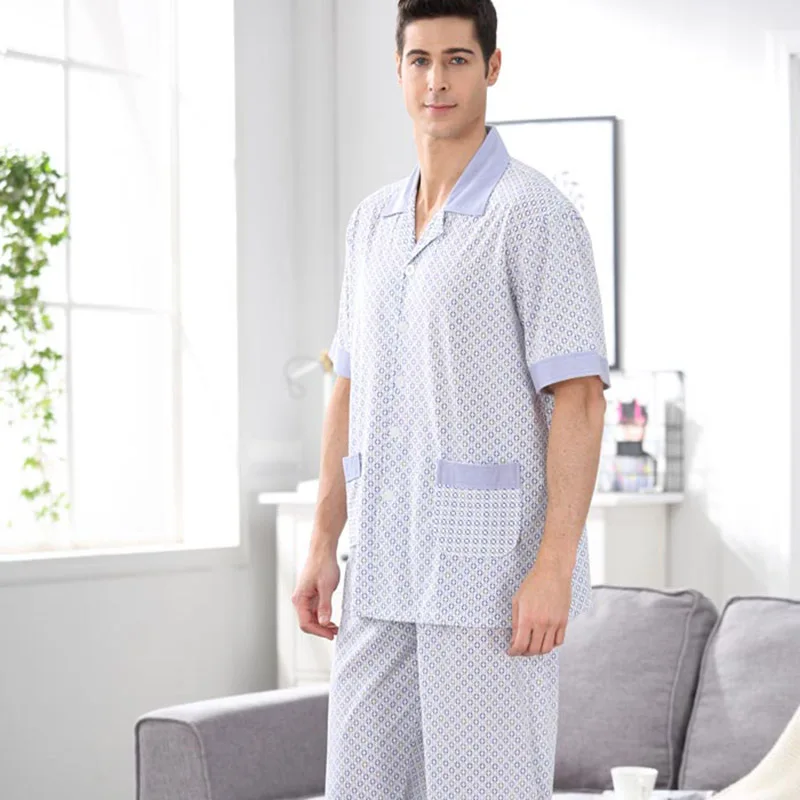 CherLemon новые мужские летние трикотажные Хлопковые пижамы короткий рукав