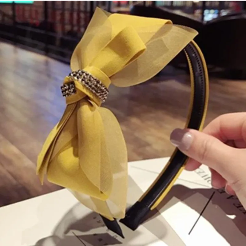 Женские аксессуары для волос с бантом и повязка на голову в виде кристаллов сбоку