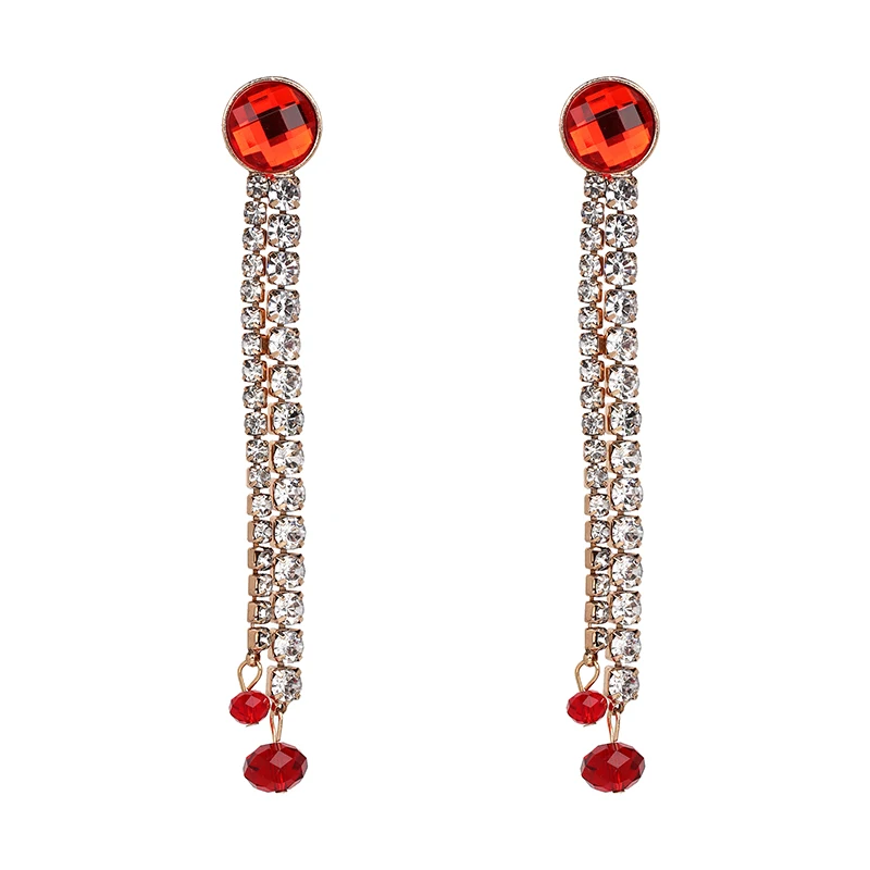 GEREIT 2018 Блестящий Кристалл Rhinestone бисером Длинные серьги падение корейский