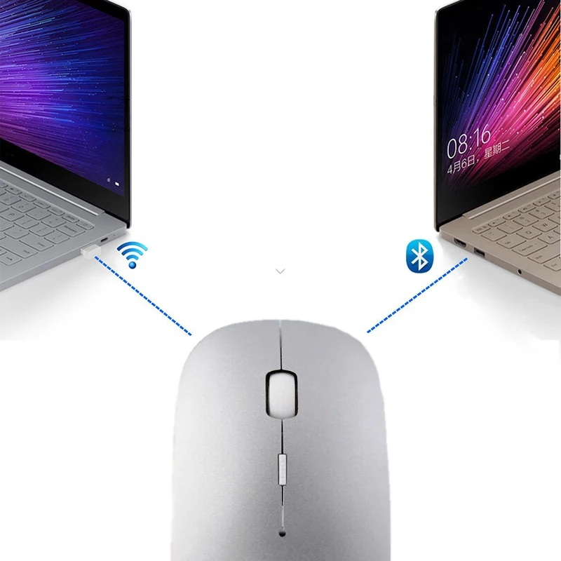 Беспроводная мышь 1600 DPI Bluetooth 4 0 + 2 ГГц двойной режим перезаряжаемая ультратонкая