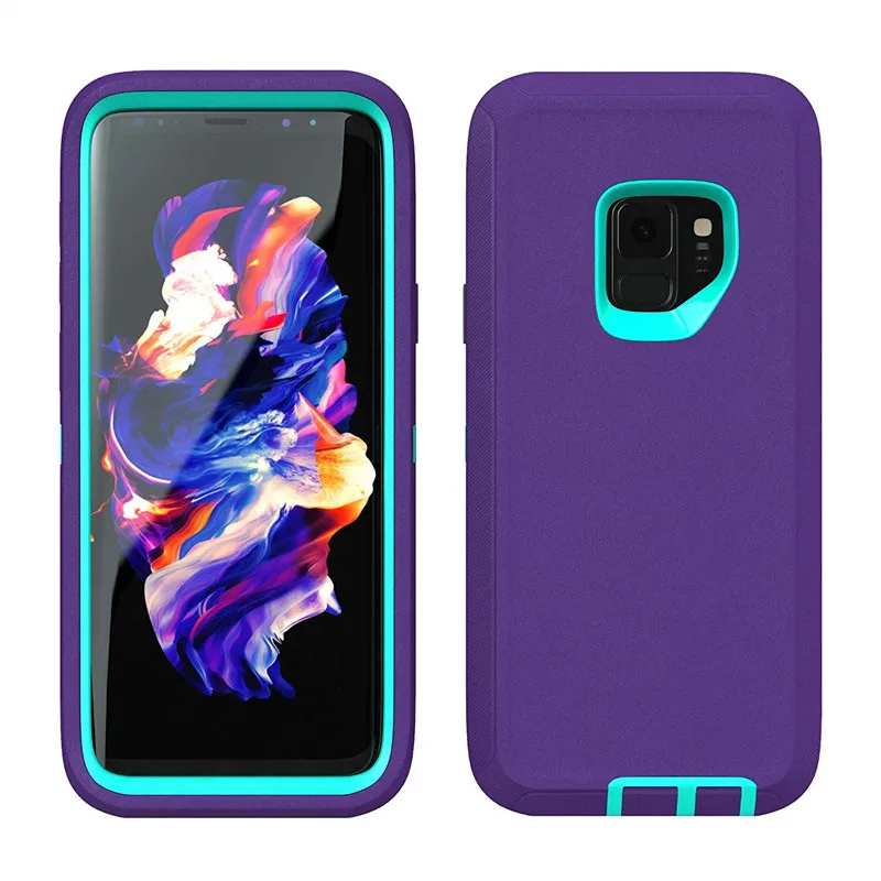 Purple Aqua Жесткая защитник сверхмощная броня, противоударный чехол и ремешках чехол для samsung Galaxy S8 S8plus S9 S9plus S10 S10plus S10E - Цвет: Purple Aqua