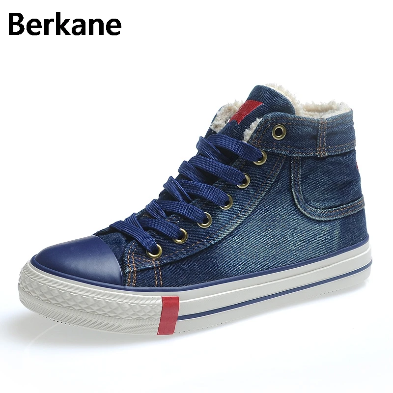 Casual Denim Canvas Shoes Fur Woman Winter Warm Plush Snow Boots Brand Thick Fashion Women Tenis Feminino Large Size 44 | Обувь