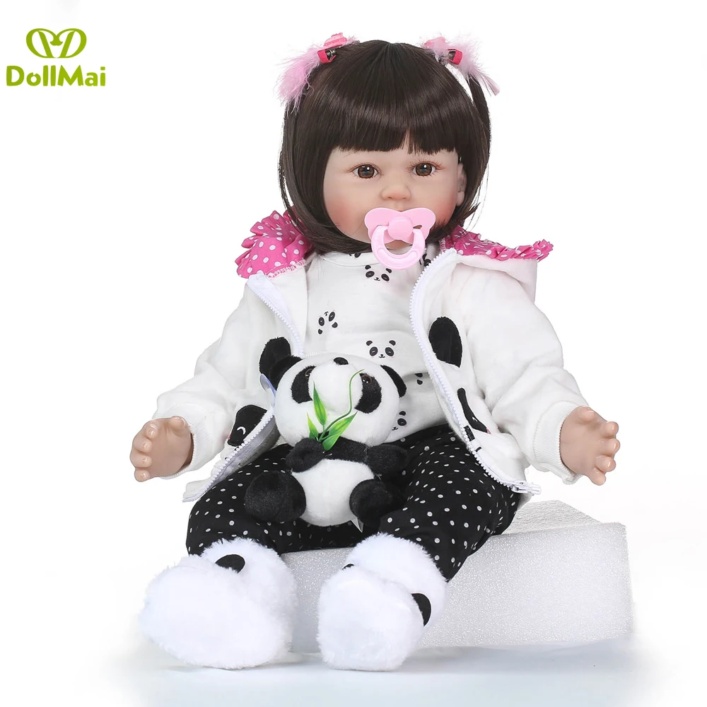 23 &quot58 см мягкие силиконовые куклы Reborn babies Реалистичная панда костюм коричневые