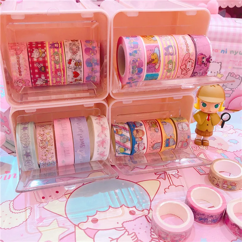 

Pink Japanese Stationery Masking Tape Cutter Washi Tape Storage Organizer Cutter Office Tape Dispenser Supplies
