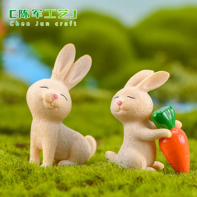 ZOCDOU 1 шт. милый желтый мультфильм кролик улыбается морковка заяц орнамент маленькая Статуэтка маленькая фигурка ремесла милый деко