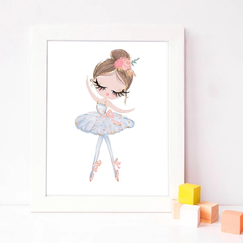 

Cartoon Princess Swan Baby Girl Room Nordic Poster Nursery Wall Art Canvas Painting Wall Pictures For Living Room Unframed