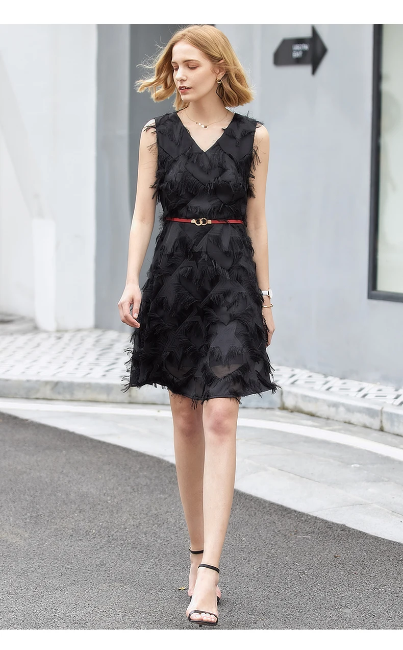 Vimly летнее подиумное платье трапециевидной формы с перьями Vestido элегантное сексуальное платье с v-образным вырезом без рукавов Мини платья знаменитостей Клубная одежда