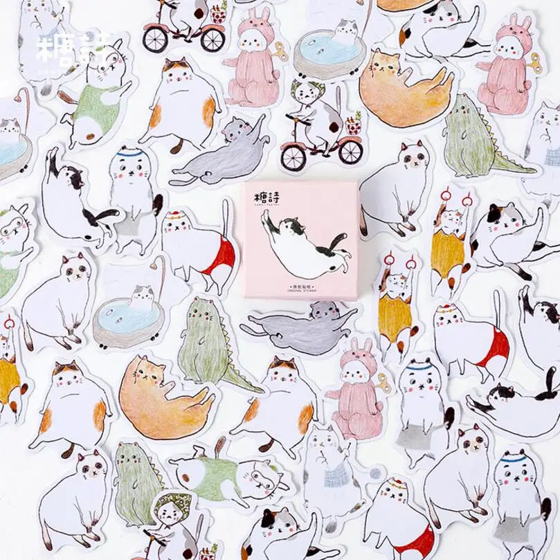 45 шт./лот Fat cat Мини Декоративные наклейки Клейкие DIY украшения дневник японские