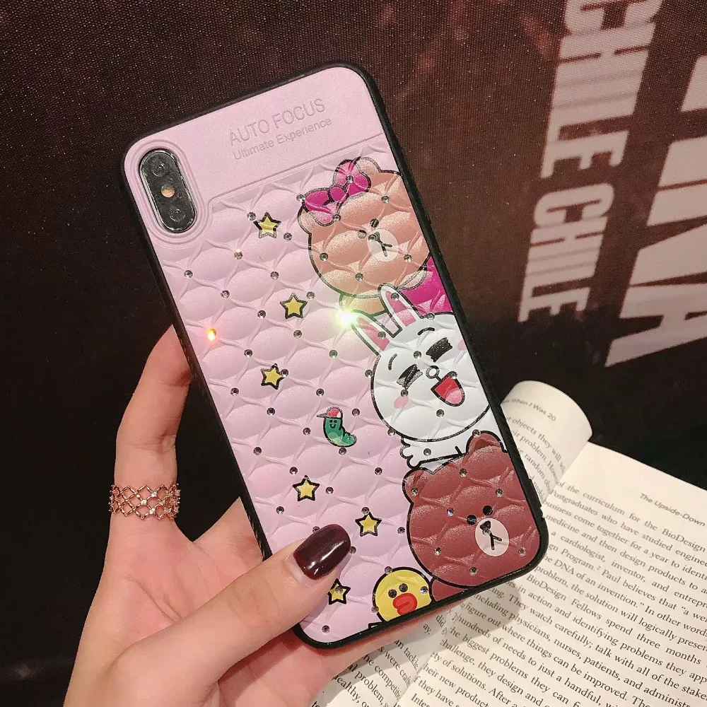 HOKEJ модный алмазный мультяшный чехол для iPhone 6 7 Plus нескользящий X XS Xs Max телефона |