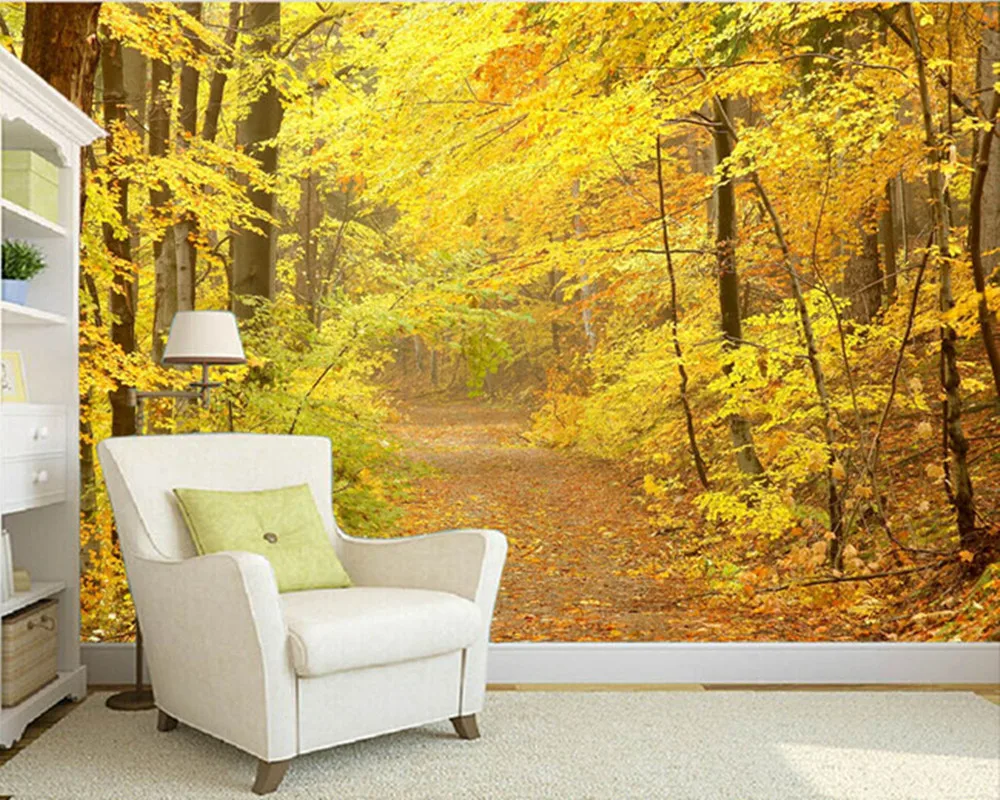 

Custom nature wall murals, woods sunlight trail landscape paintings to the bedroom TV KTV wall waterproof vinyl papel DE parede