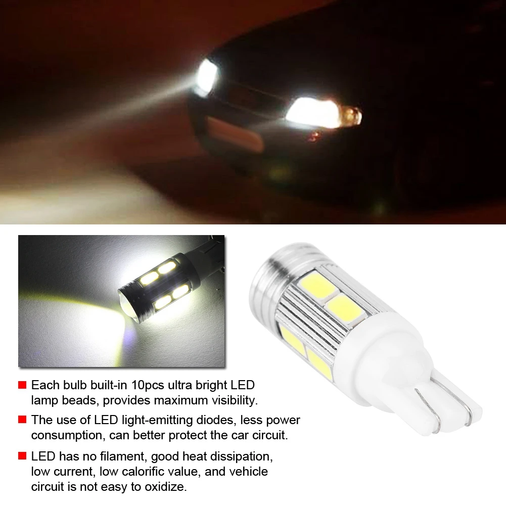 10 шт. Белый T10 W5W 5050 5SMD Автомобильный светодиодный клиновидный свет 168 194 192 DC 12V