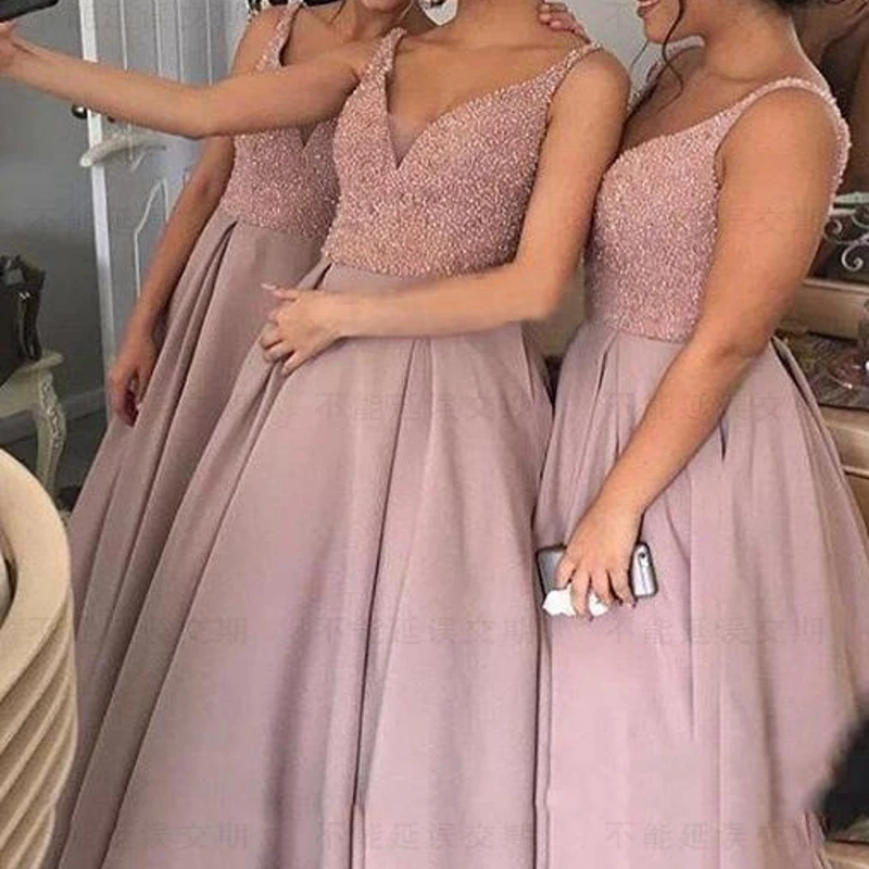 Блестящее бальное платье с бусинами и V образным вырезом для выпускного вечера 2017