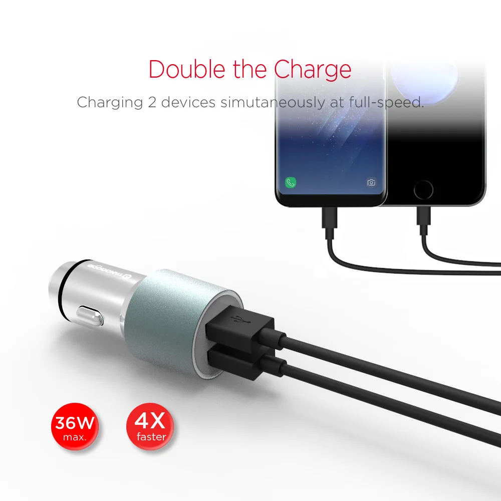 TANGGOOD 36 Вт USB Автомобильное зарядное устройство Быстрая зарядка 2 0 3 для мобильного