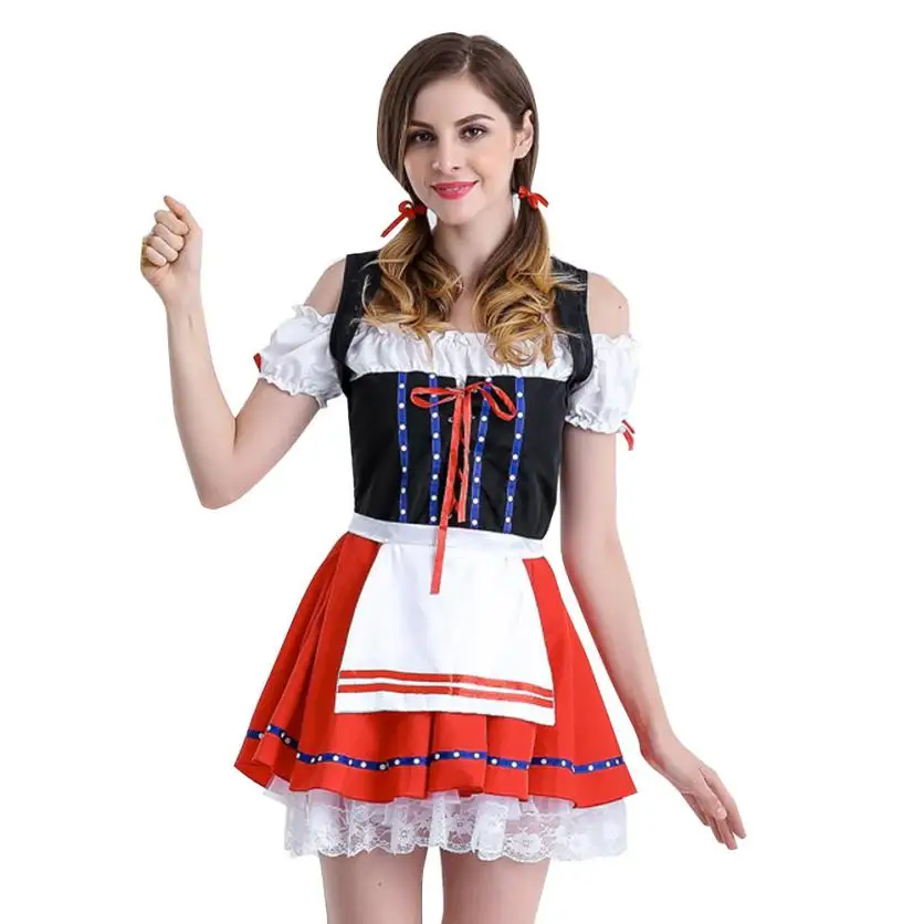 Женский костюм из красного кружева CHAMSGEND Bavarian Beer Girl платье для косплея женское 2018