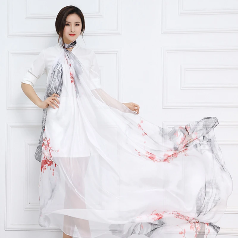 200*145 м летний шарф с принтом шелковое ощущение большого размера шифон женская