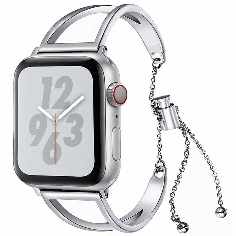 silver band Ремешок для iwatch, 38 мм, 42 мм, 44 мм, 40 мм, браслет из розового золота для Apple Watch, 38 мм, нержавеющая сталь, серия 4, 3, 2, 1 - Цвет ремешка: silver band