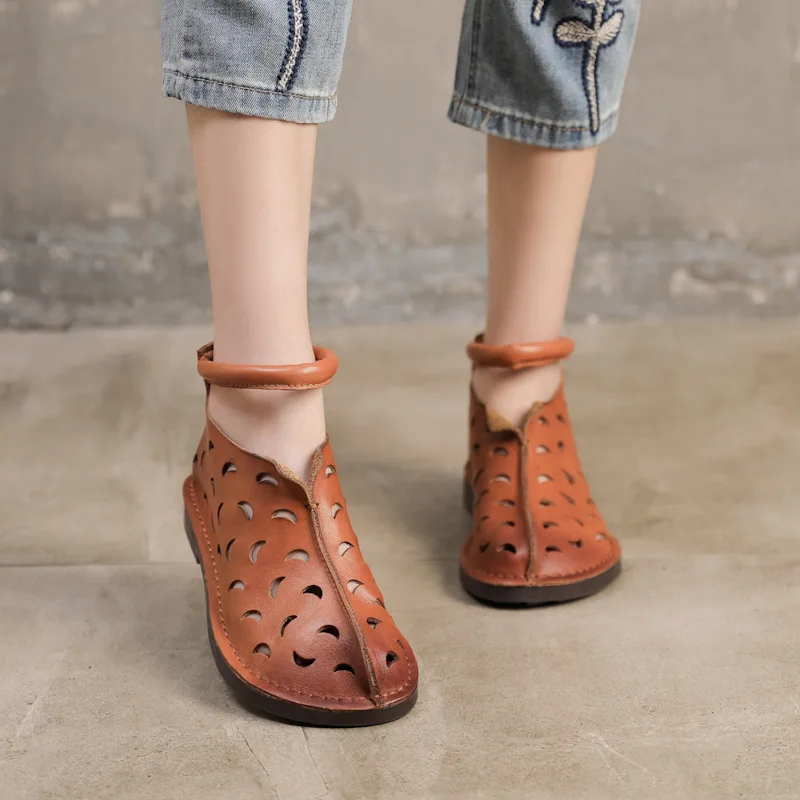 Женские босоножки ручной работы повседневные открытые короткие ботинки из