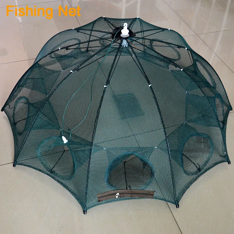 10 Hole Folded Portable Hexagon 6 Automatic Fishing Shrimp Trap Net Fish Minnow Crab Baits Cast Mesh | Спорт и развлечения