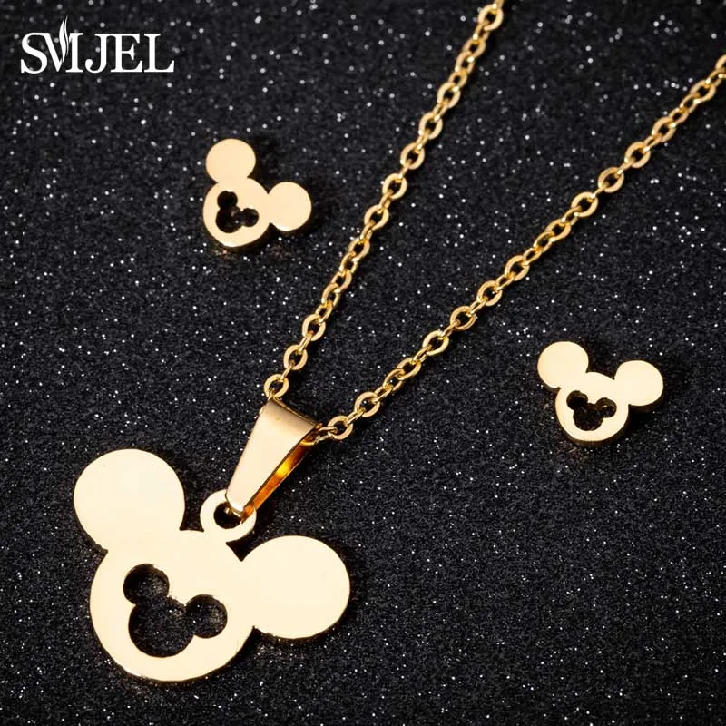 tz010 SMJEL, Минни, бижутерия с Микки, Микки, ожерелье s для женщин, девочек, нержавеющая сталь, милый кулон для животного, ожерелье, Детские аксессуары - Окраска металла: tz010