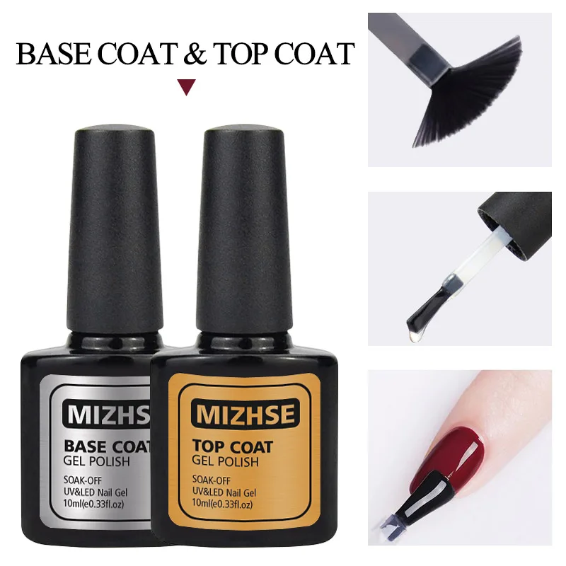 MIZHSE 2 шт./лот Гель-лак для ногтей без очистки верхнее покрытие Топ офф+ Базовое покрытие основа для УФ-гель-лака замачиваемый УФ-гель Праймер светодиодный