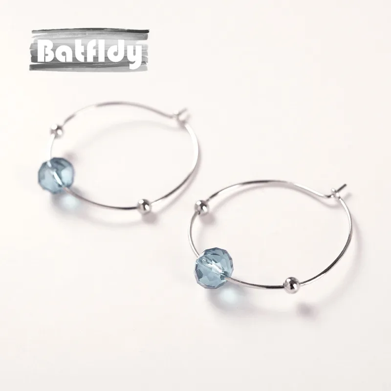 925 Серебряное кольцо для ушей Berg Blue Круглые серьги ретро элегантное безразличие темперамент женский прекрасный стиль ювелирные изделия ZC071