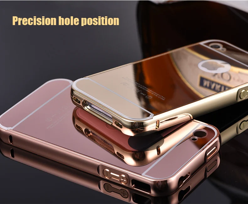 Ультра Тонкий Зеркало Чехол Для iPhone 4 4S Мобильный Телефон Класса Люкс алюминиевый