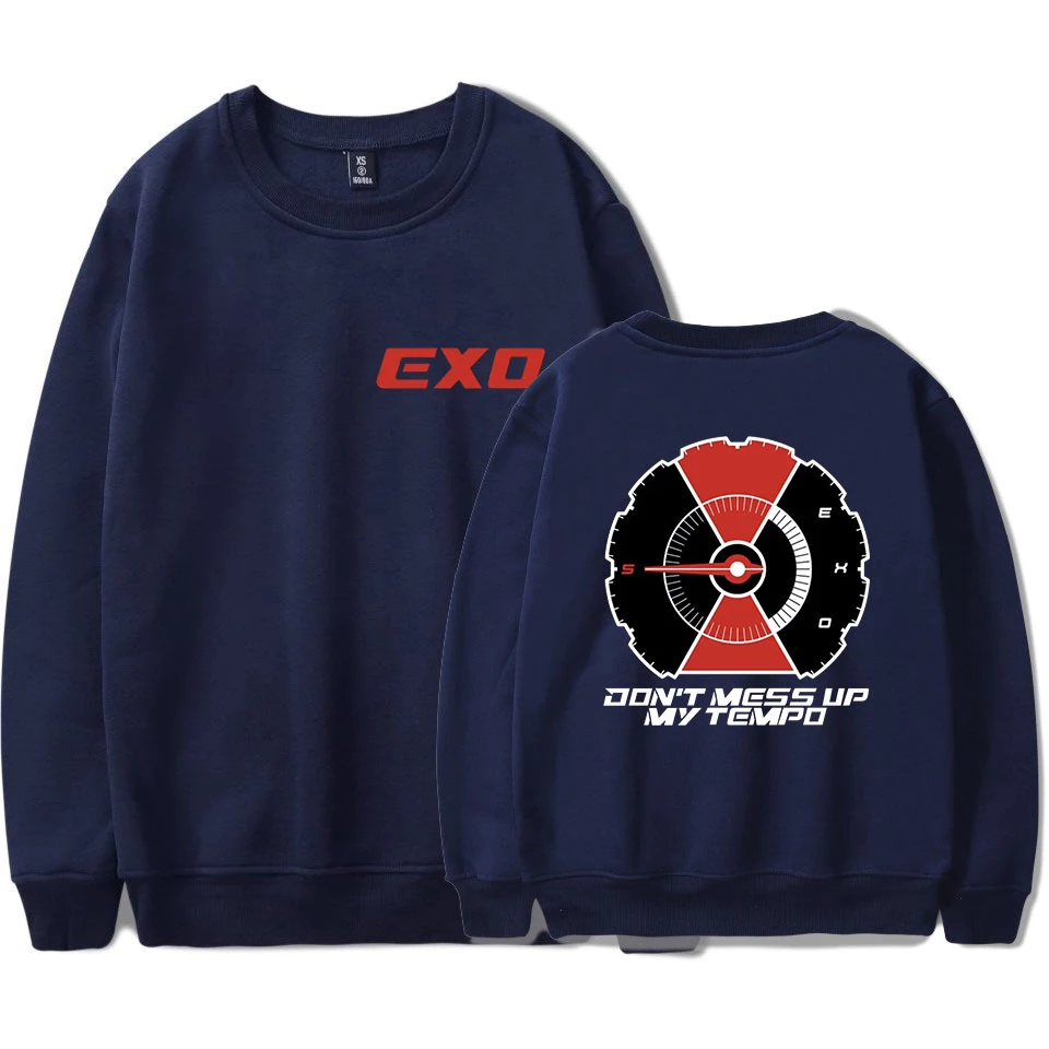 EXO новинка 2018 модная толстовка с буквенным принтом круглым вырезом и длинными