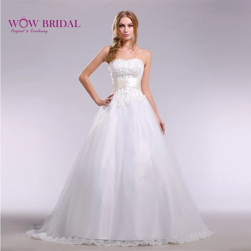 

Wowbridal 2021 New Arrival Gorgeous Cathedral Train Lace Wedding Dress Robe De Mariage Bridal Gown