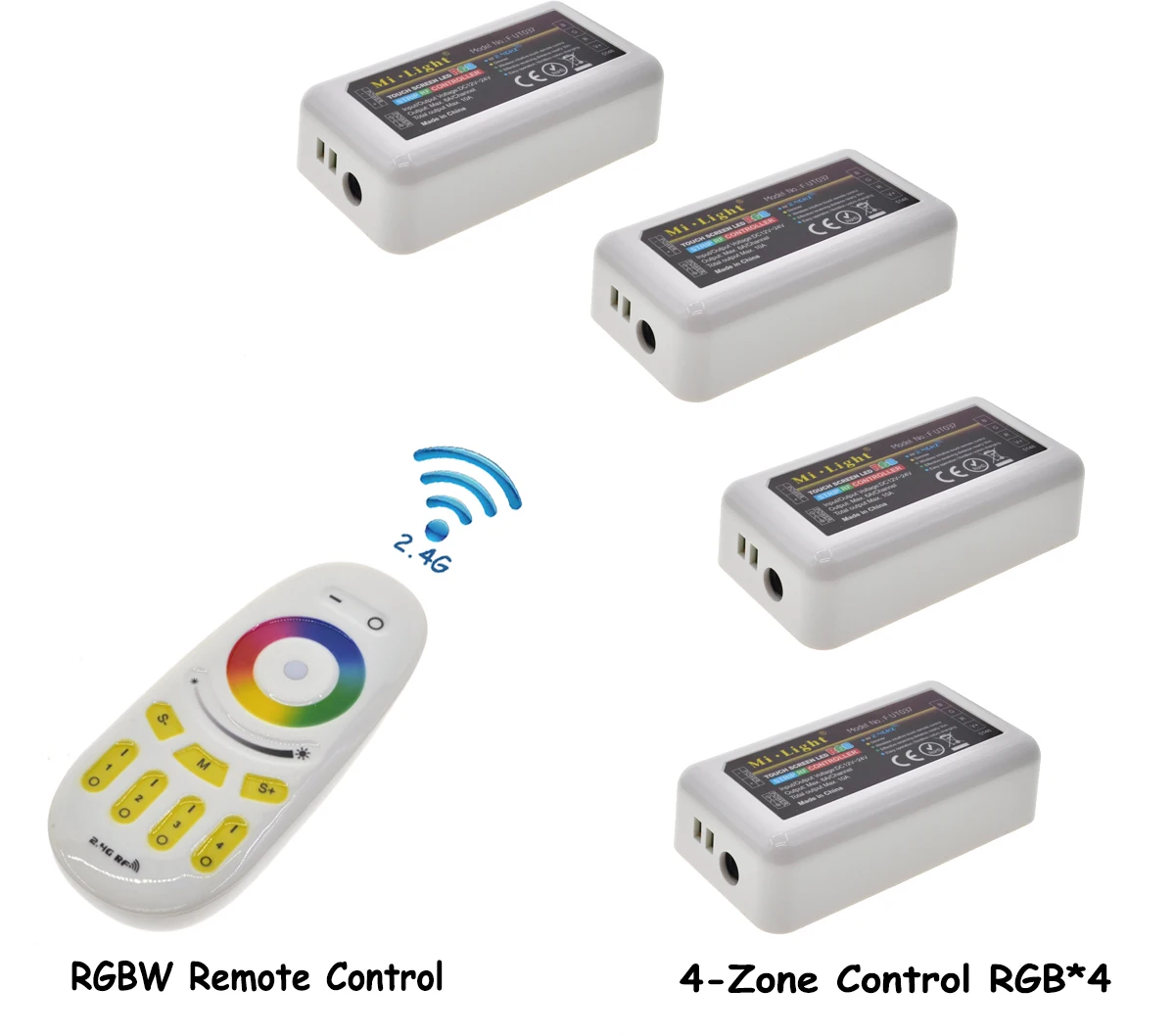 Mi Light RF 2 4G RGBW Сенсорный пульт дистанционного управления + 4 шт. RGB контроллер полосы