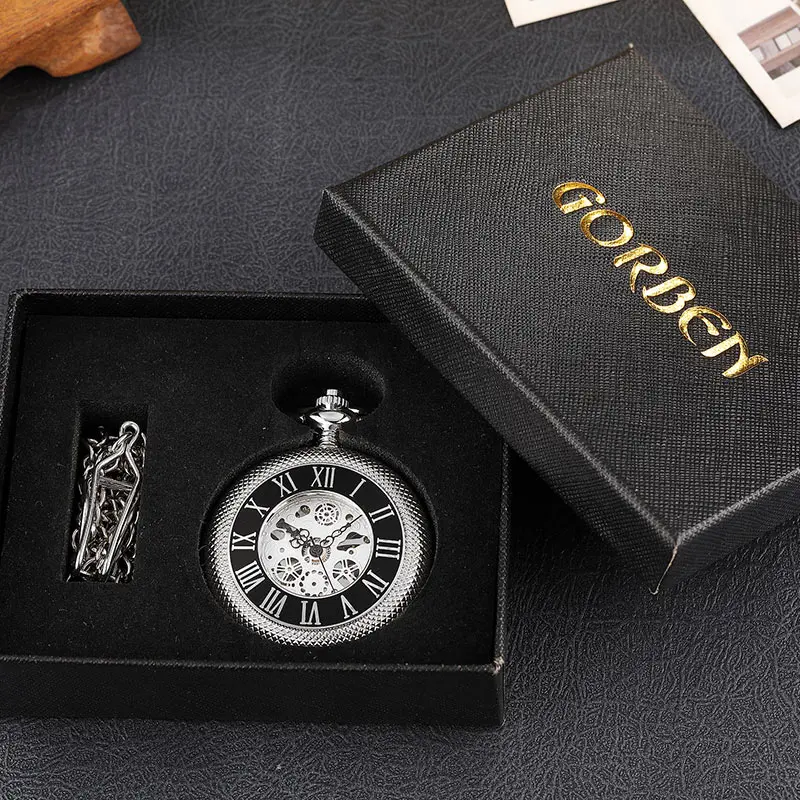 Pocketwatch серебряные Резные большие римские цифры античные ручные механические