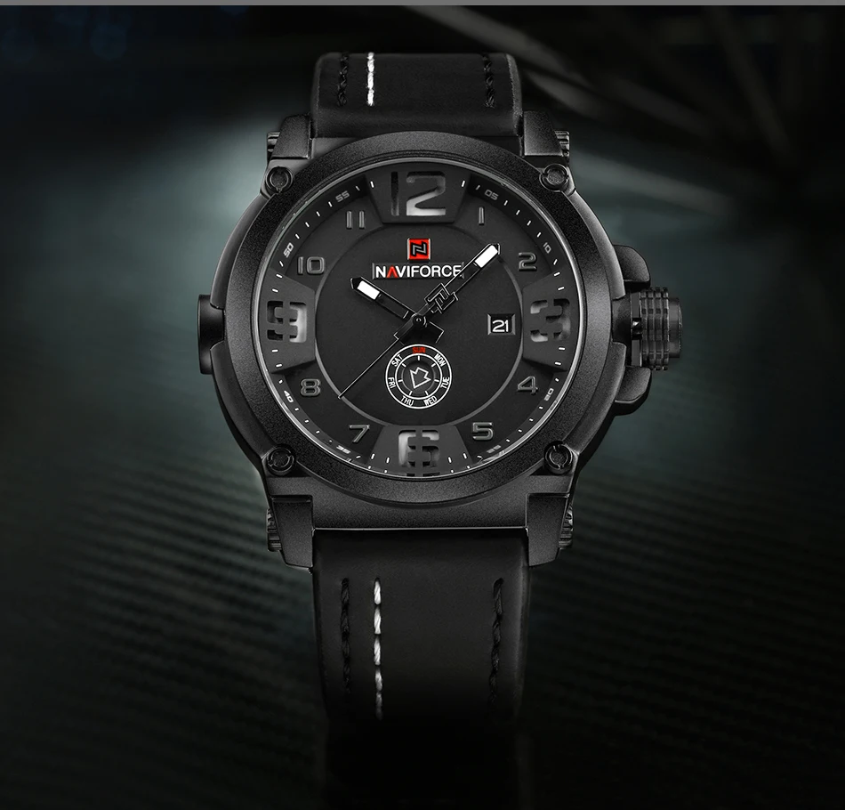 NAVIFORCE Топ люксовый бренд мужские спортивные военные кварцевые часы Мужские Аналоговые часы с датой Кожаный ремешок наручные часы Relogio Masculino