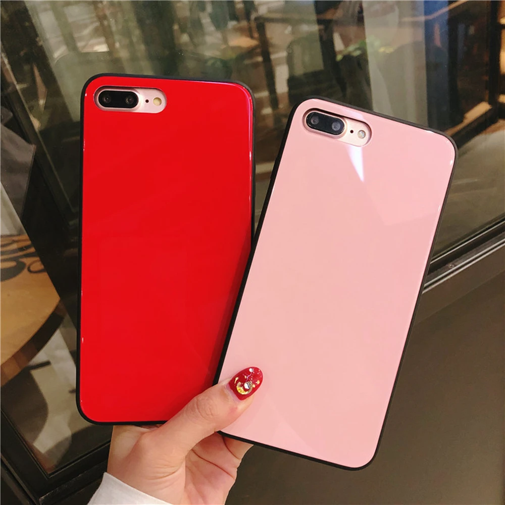 2 шт. для iphone X Стекло чехол 6 s 78 10 8 7 S плюс роскошный защитная крышка Розовый