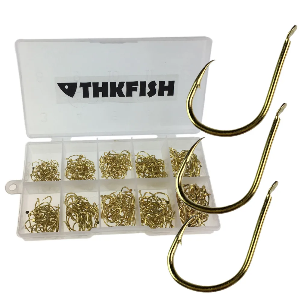 THKFISH не глаз рыболовные крючки 500 шт. пресной воды соленой Бронзовый Золотой