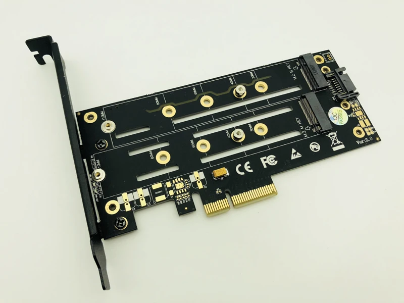 Адаптер NVMe M.2 SSD NGFF к PCIE X4 ключ M B двойная интерфейсная карта радиатор