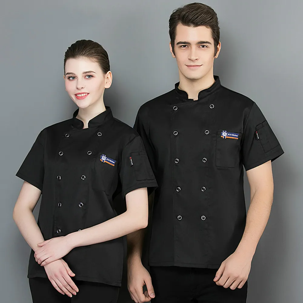 Высококачественная Мужская и Женская куртка шеф повара с коротким рукавом для