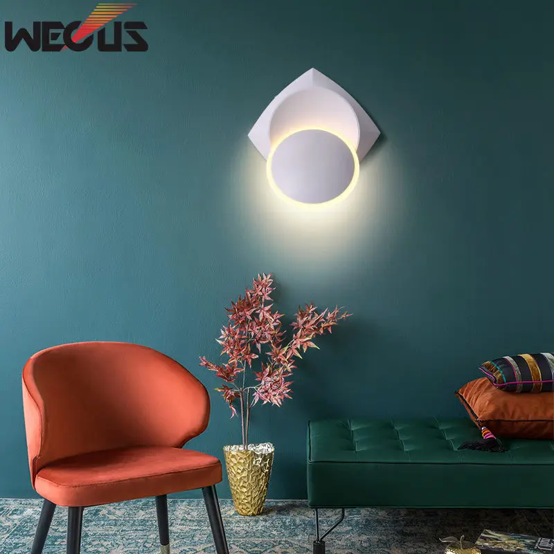 LED Wall Lamp 360 degree rotation adjustable bedside lights aluminum creative wall lamp modern aisle round | Лампы и освещение