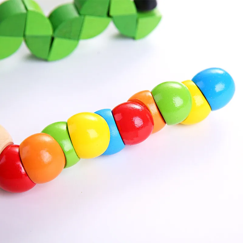 Colorful Wooden Worm Puzzles Kids Learning Educational Didactic Baby Development Toys Fingers Game For Children Montessori Gift