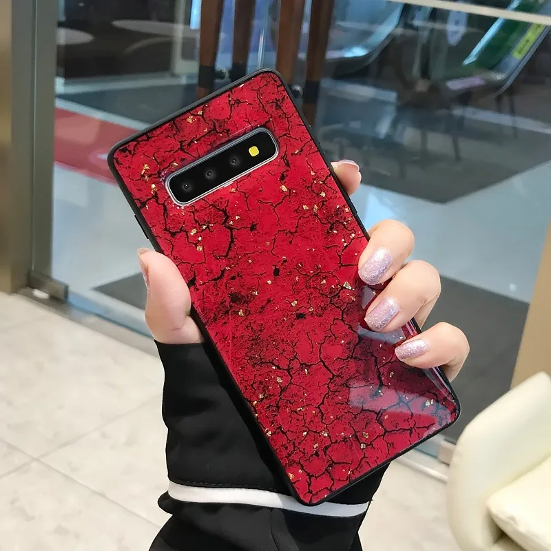 MUSSELS Sparkle Gold Foil Soft Phone Cases For Samsung Galaxy S8 S9 S10 Plus Case Retro Marble Cover Note 8 9 |