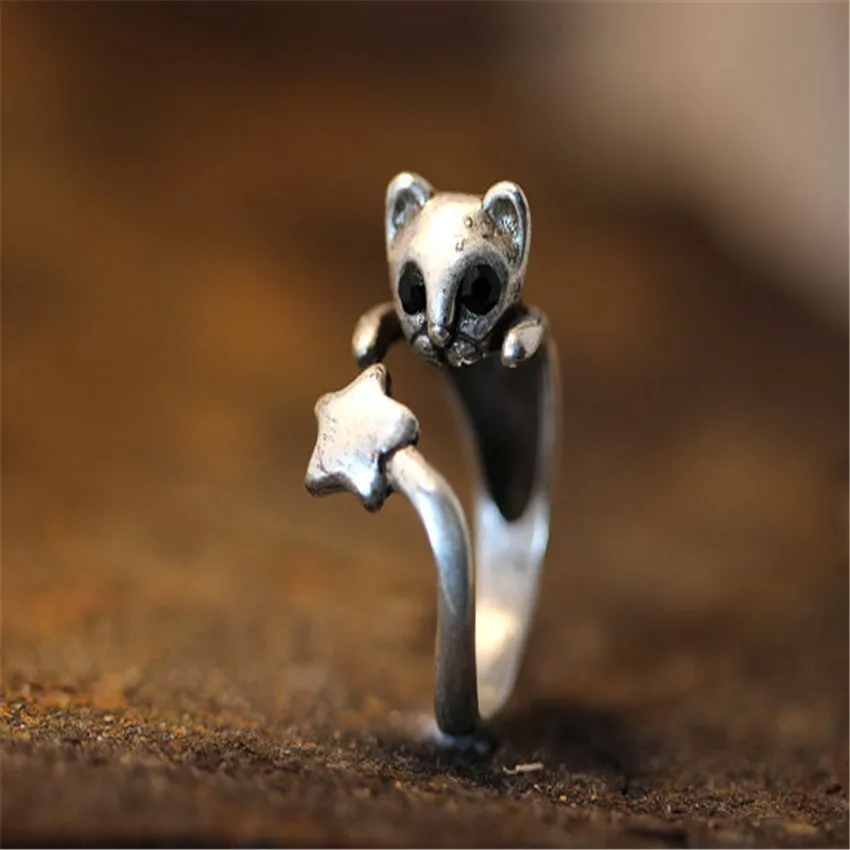 CHENGXUN ретро животное старинные кольца милая собака кошка реалистичное Кольцо