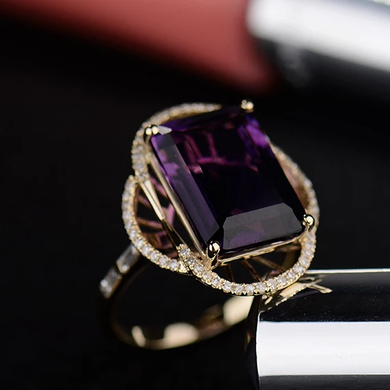 LOVERJEWELRY лидер продаж Винтажное кольцо с изумрудной огранкой 10x14 мм из желтого