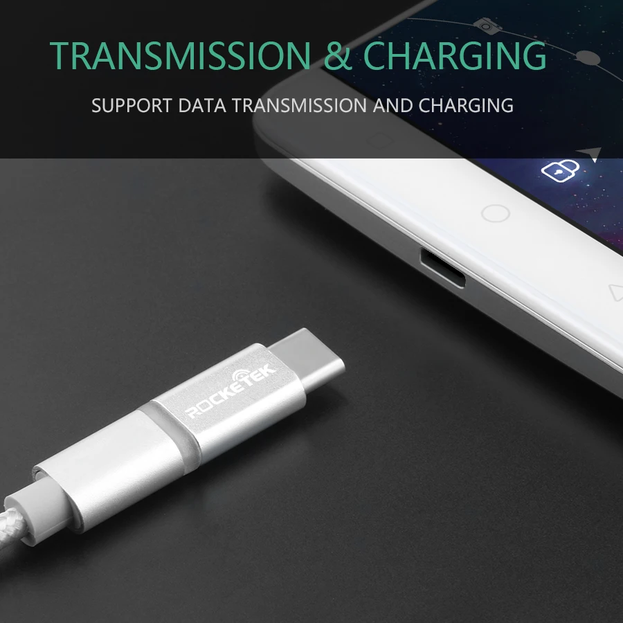 Rocketek Micro USB к type c OTG Алюминиевый адаптер телефон type-c аксессуары мужской разъем для