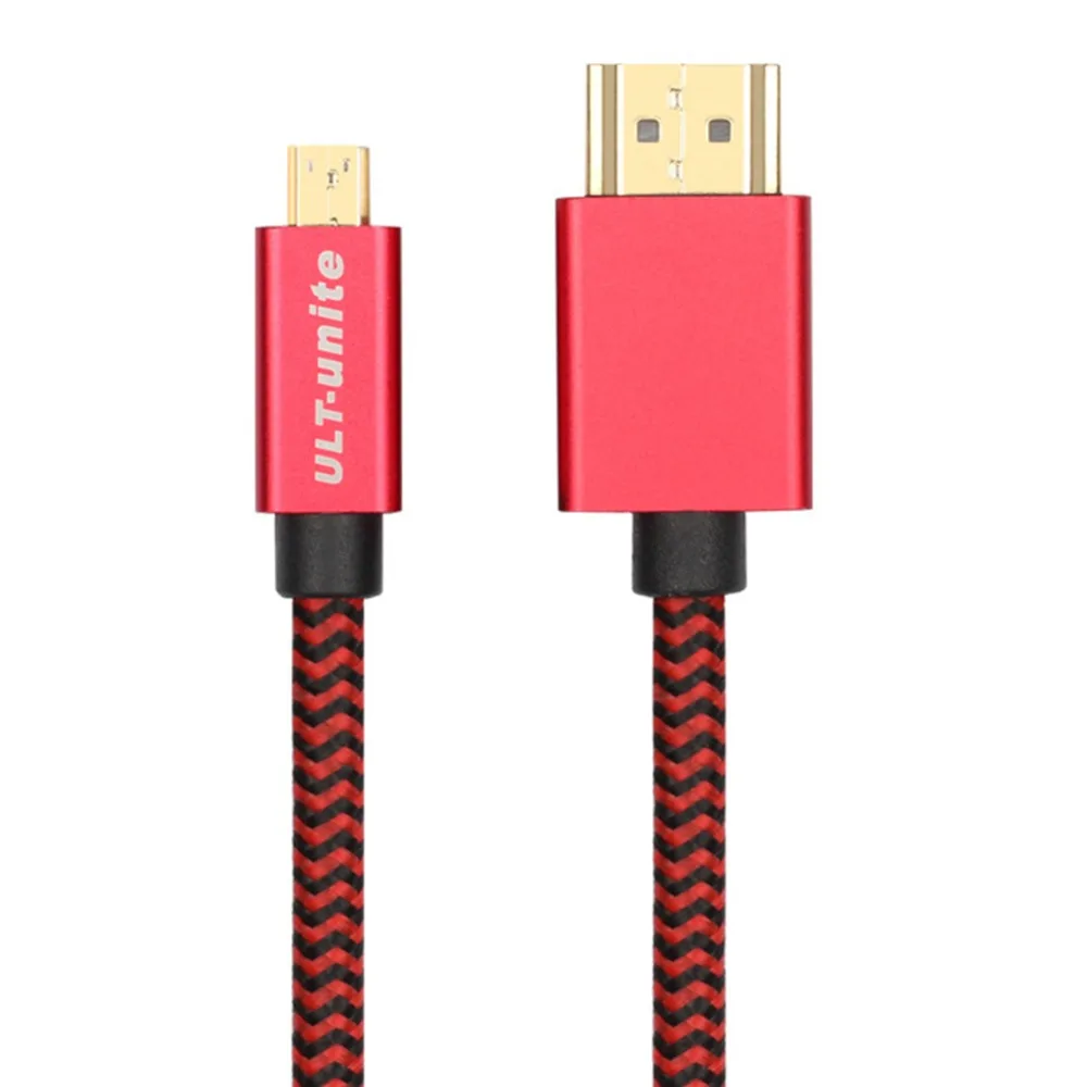 Плетеный Микро HDMI к папа мужчине кабель адаптера поддерживает 3D 4K 60Hz 1080 P Ethernet