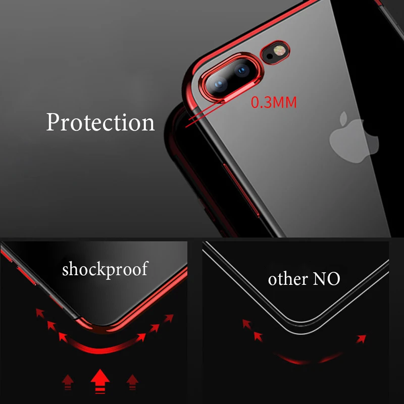 Роскошный чехол с гальваническим покрытием для iPhone 8 7 Ультратонкий Мягкий