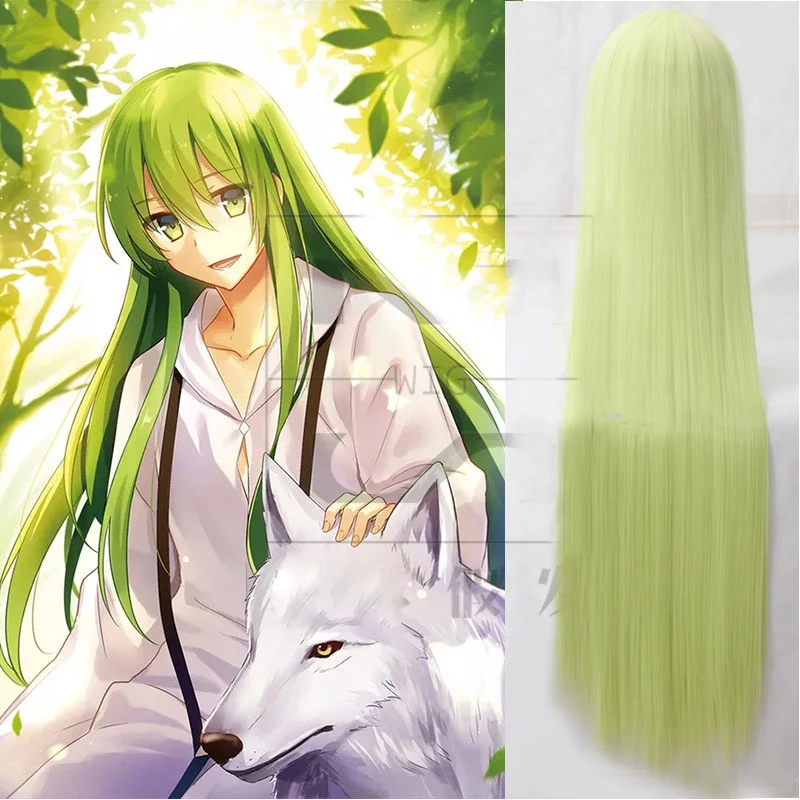 Fate/Grand Order Cosplay Lancer Enkidu 100cm Green Long Synthetic Hair Cosplay Wigs+ wig cap