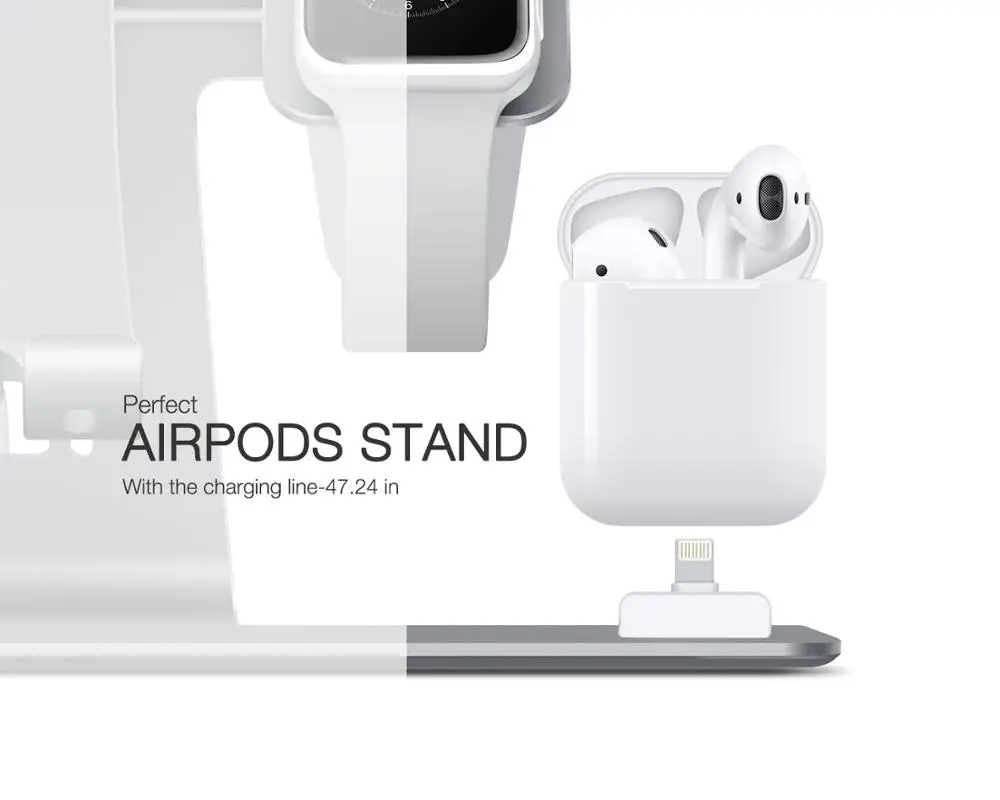 Подставка 3 в 1 для Apple iPhone и часов и AIRPODS, подставка из алюминиевого сплава