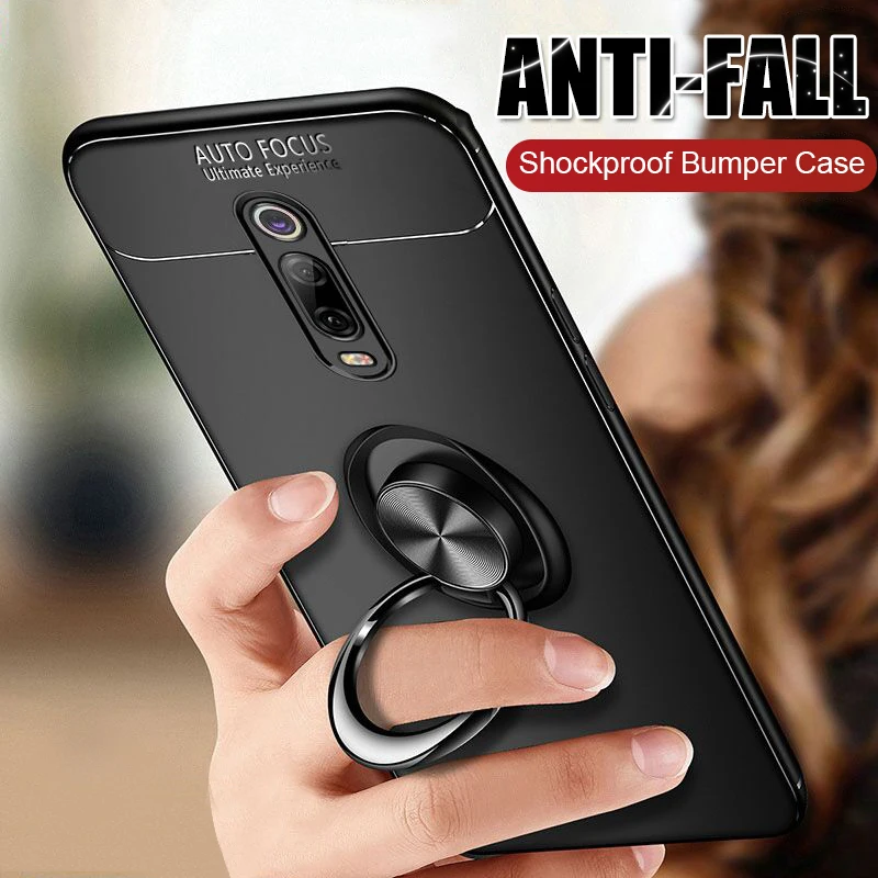 Luxury Car Holder Ring Case On The For Xiaomi Redmi K20 Pro 7 Note 6 5 Shockproof Pocophone F1 Soft Silicone | Мобильные телефоны и
