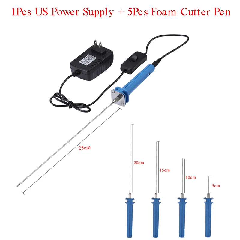 US Plug and 5pcs Pen Foam Cutter 15W 110V-240V Electric Foam Polystyrene Cutting Machine Portable DIY Styrofoam Cutter Tools - Цвет: US Plug and 5pcs Pen